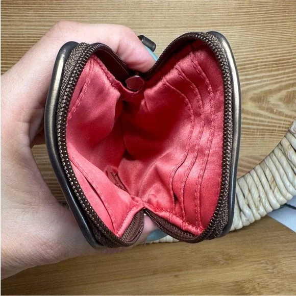 Coach Brown Signature Canvas Phone Case Mini Wristlet with Pink Red Blue Green C - Picture 8 of 15